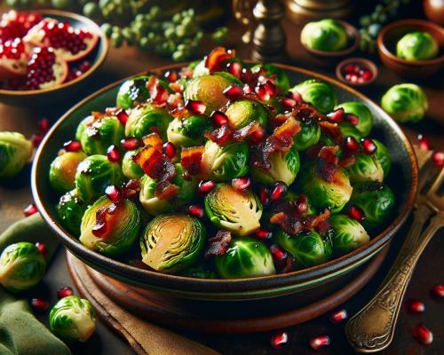 Brussels Sprouts With Warm Bacon Pomegranate Dressing